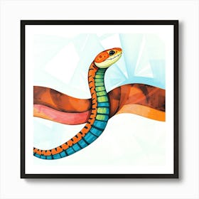 Snake On A Blue Background Art Print