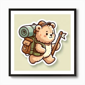 Teddy Bear With Backpack Art Print