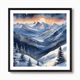 Snowy Mountains 20 Art Print