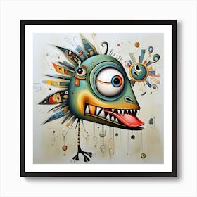 Abstract Crazy Bird Art Print