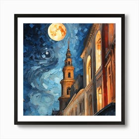 Moonlight In The City Art Print