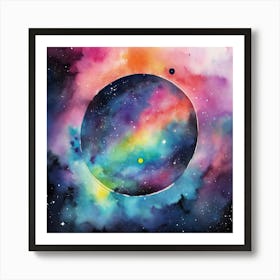 Hello Universe Space Neon Watercolor 12 Art Print 0 Art Print