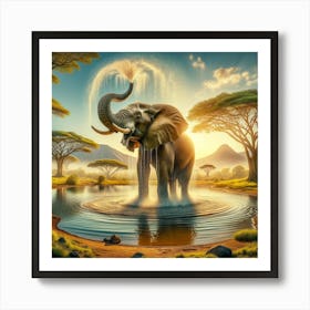 Elephant In The Savannah Art Print