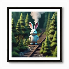 Rabbit On Train Tracks Art Print