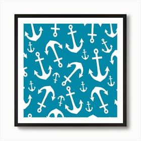 Blue Sea Anchors Art Print