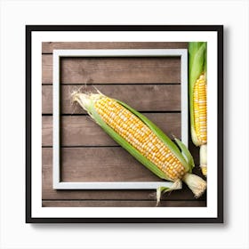 White Frame With Corn On The Cob Art Print