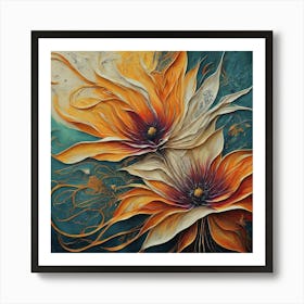 Two Orange Flowers Art Print