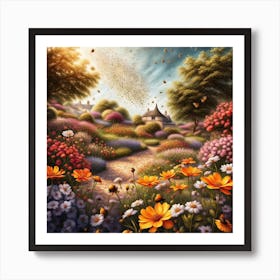 Bees In The Garden Art Print