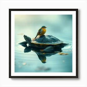 Bird On A Turtle Art Print