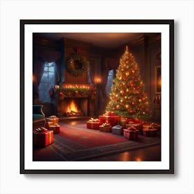 Christmas Tree In The Living Room Art Print