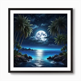 Leonardo Diffusion Xl Bright Full Moon With The Sea In The Mid 0 Art Print