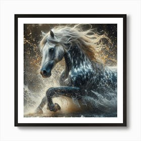 Horse Running In Water 9 Art Print