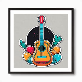 Guitar And Cactus Art Print