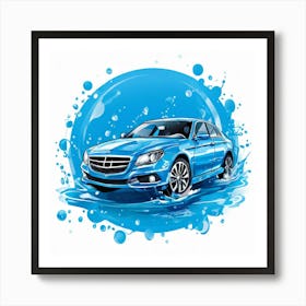 Logo Vector Car Wash Clean Soap Bubbles Water Splash Detailing Automotive Foam Service (1) Art Print