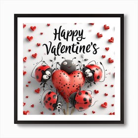 Ladybug Happy Valentine’s Day Art Print