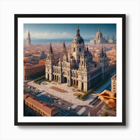 Cityscape Of Barcelona Art Print