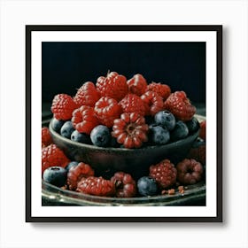 Blueberries And Raspberries Art Print