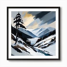 A Scottish Winter Landscape, Stormy Sky Art Print