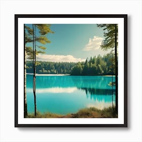 Blue Lake In The Forest 2 Art Print