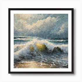 An Artistic Painting Depicting Beach Waves (2) Art Print