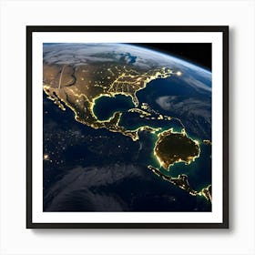 Earth At Night 11 Art Print