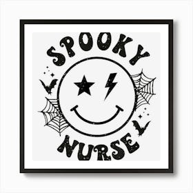 Spooky Nurse Cute Happy Face Funny Halloween Shirt For Nurse Art Print