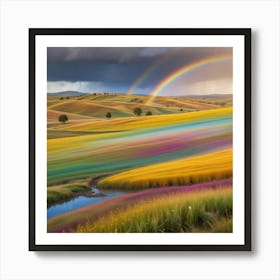 Rainbow In The Field Art Print