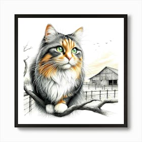 Feline Cat Creative Artwork Illustration 73 Art Print