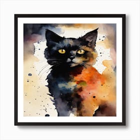 Cat In Watercolor Art Print