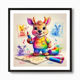 Cute Kangaroo Art Print