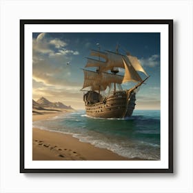 Ship In The Sand 2 Art Print