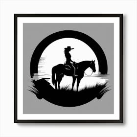 Cowgirl On Horseback Art Print