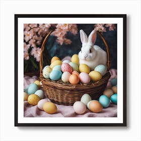 Easter Bunny In Basket 10 Art Print