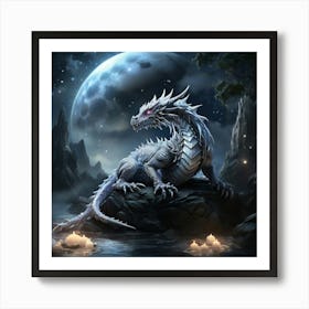 Dragon In The Moonlight 1 Art Print