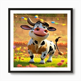 Cow In The Grass Art Print