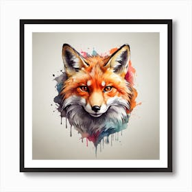   Prompt details  high quality, logo style, Watercolor, powerful colorful fox face logo facing forward, monochrome background, by yukisakura, awesome full color, Art Print