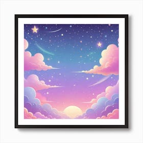 Sky With Twinkling Stars In Pastel Colors Square Composition 123 Art Print