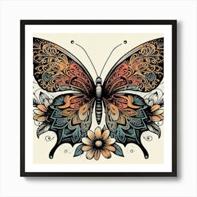 Illustration lace butterfly 4 Art Print