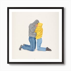 Hoodie Hug Square Art Print