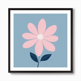 A White And Pink Flower In Minimalist Style Square Composition 437 Art Print