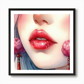 Girl With Pink Lips Art Print