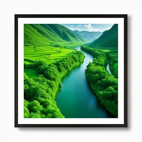 Green Valley In The Mountains Art Print