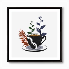 Coffee Cup With Leaves 7 Art Print