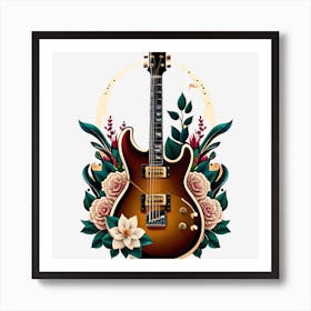 Electric Guitar With Roses 8 Art Print