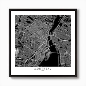 Montreal Black And White Map Square Art Print