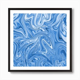 Blue Liquid Marble Art Print