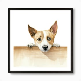 Dog Peeking Over The Fence 5 Art Print