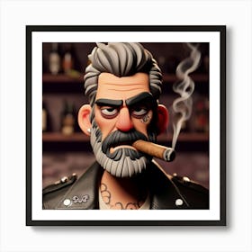 Spiky man smoking A Cigar Art Print