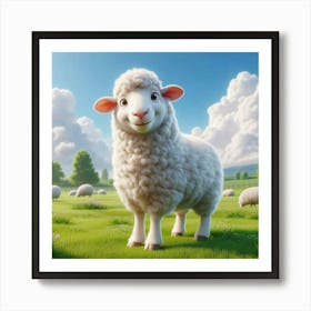 Sheep In A Field Art Print