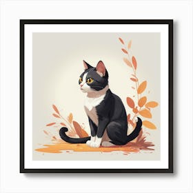 Graphic Design Sneaky Cat Art 1 Art Print